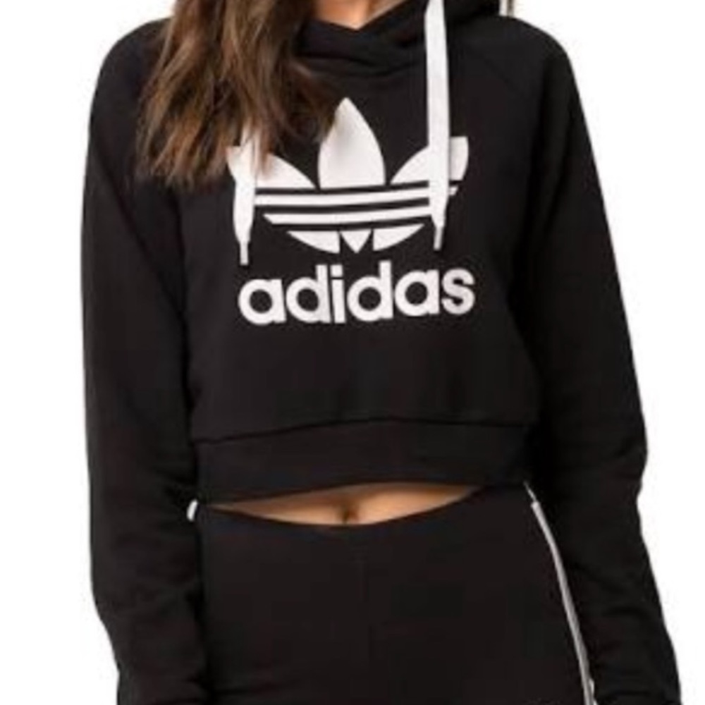 Adidas Cropped Black Hoodie